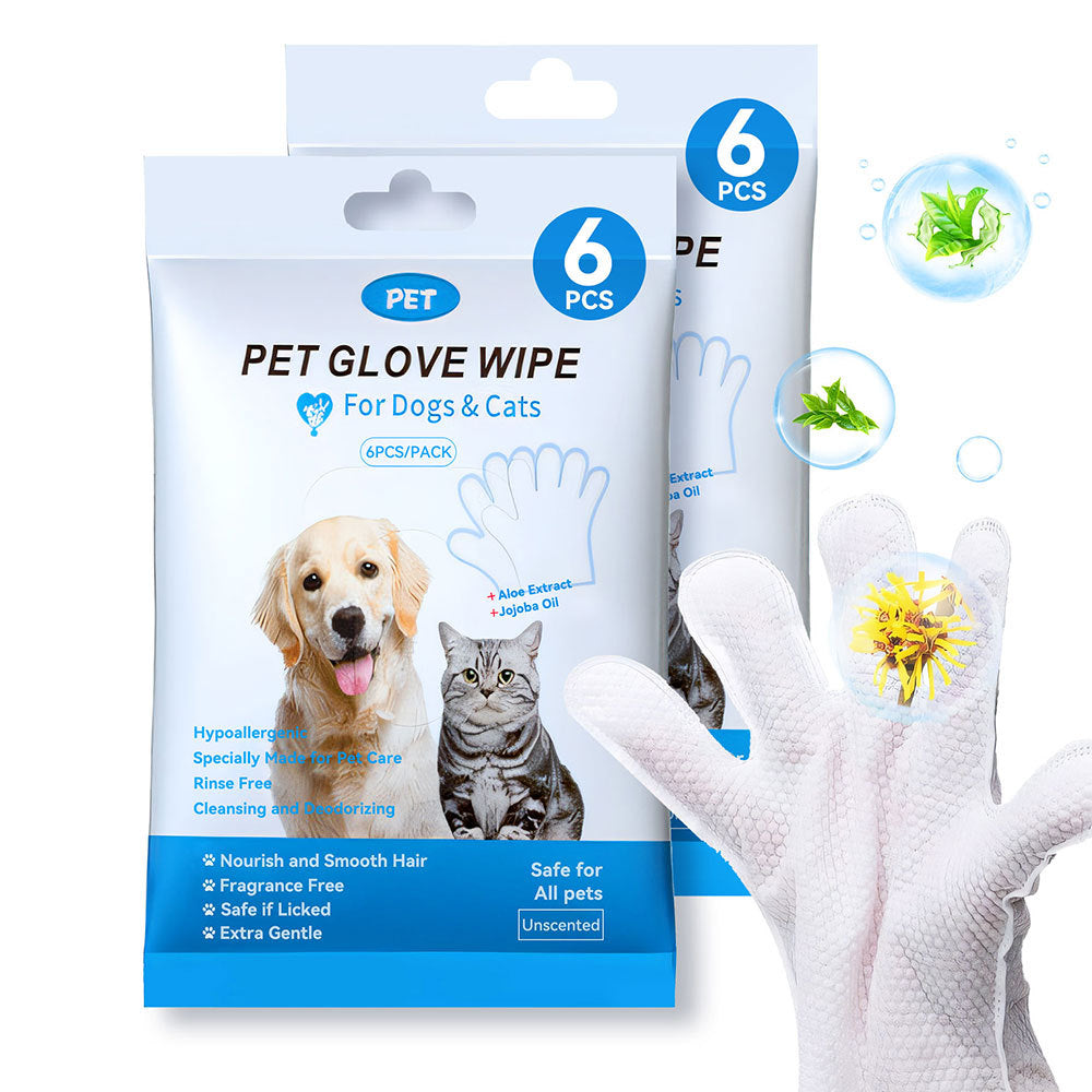 Pet Cleaning Wipes Gloves – Rinse-Free Bathing & Deodorizing Gloves for Dogs & Cats, Daily Care & Travel-Friendly