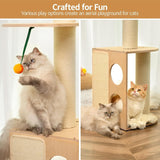 108" Floor-to-Ceiling Cat Tree – Wooden Multi-Level Tower with Sisal Scratching Posts, Perches & Hammock
