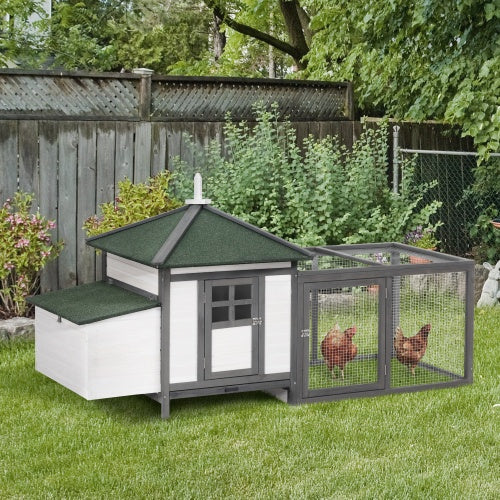 Wooden Chicken Coop with Nesting Boxes – Outdoor Hen House with Run, Ventilation & Weatherproof Roof