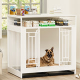 43.3-Inch Large Wooden Dog Kennel Furniture – Indoor Pet Crate with Divider, Double Door Design & Stylish Home Décor