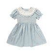 Toddler Girls Smocked Dress – Cute Puff Short Sleeve Princess Outfit with Lace Crew Neck, Elegant Party Dress for Birthdays & Special Occasions