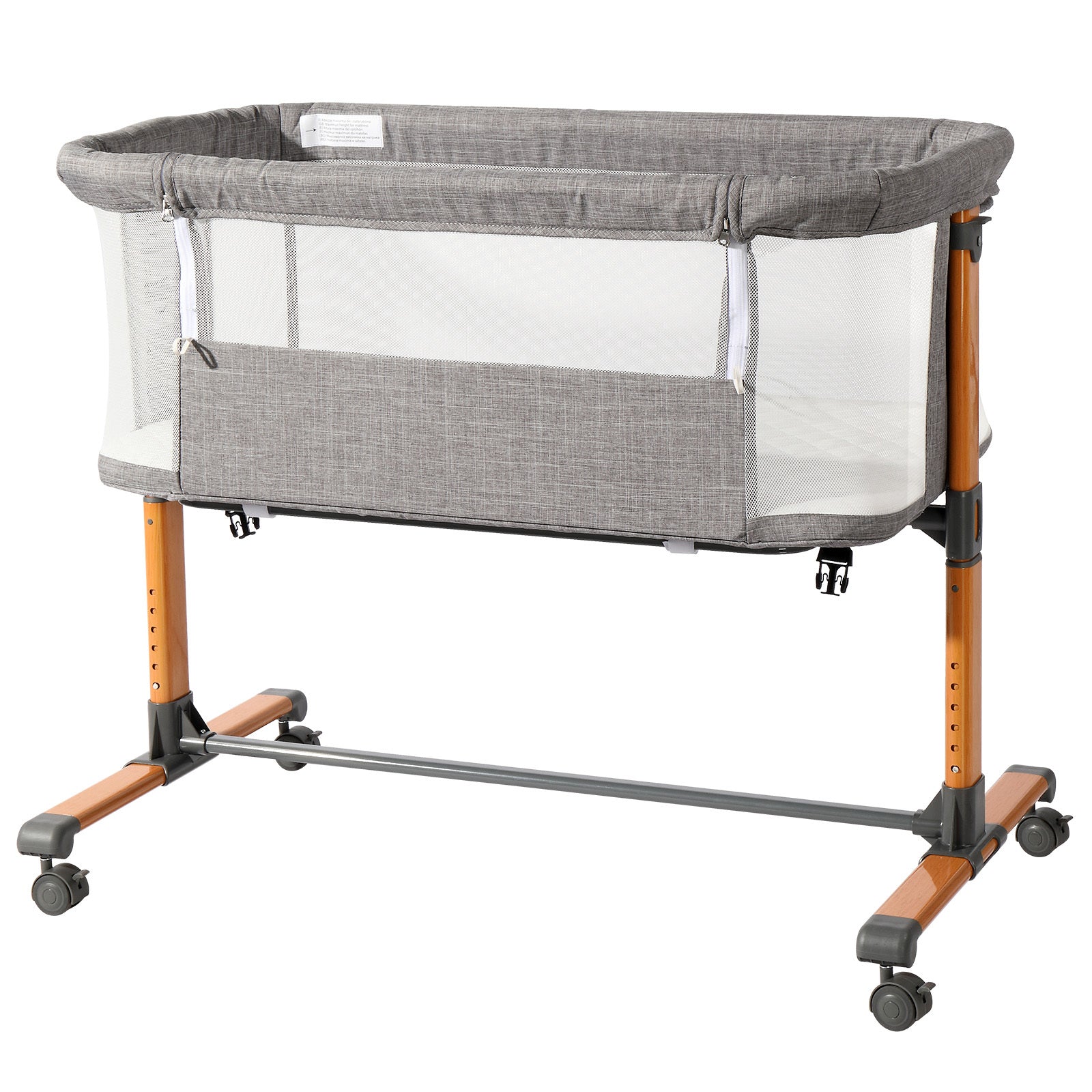 50D Cationic Cloth Bassinet Bed for Babies – Foldable & Breathable Grey Cradle