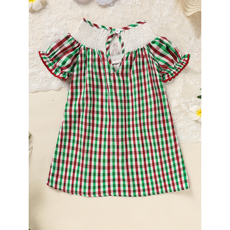 Toddler & Baby Girls Christmas Dress 🎄 Plaid Party Outfit with Embroidered Tree (118 karakter ✅)
