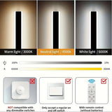 [2pcs Dimmable Wall Light] 1pc/2pcs Dimmable Modern Outdoor Wall Light | 10%-100% Dimmable Outdoor Wall Sconce with Remote Control | 3000k-6000k Black Outdoor Exterior Lights Linear Long Porch Lights - PulinGO