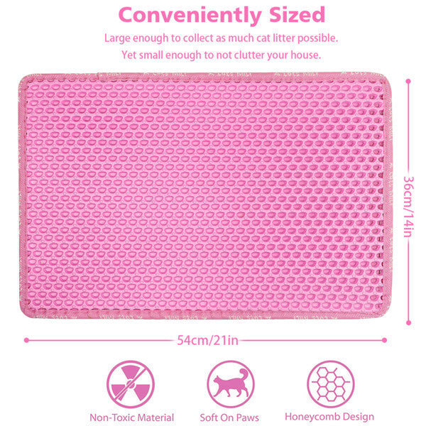 Double-Layer Rice-Shaped Cat Litter Pad – Waterproof EVA Non-Slip Mat for Easy Cleaning & Mess Control