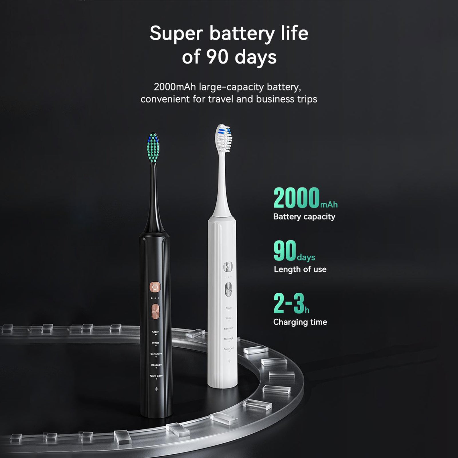 AquaSonic Black Series Electric Toothbrush - ADA Accepted Whitening Toothbrush with 8 Brush Heads & Travel Case