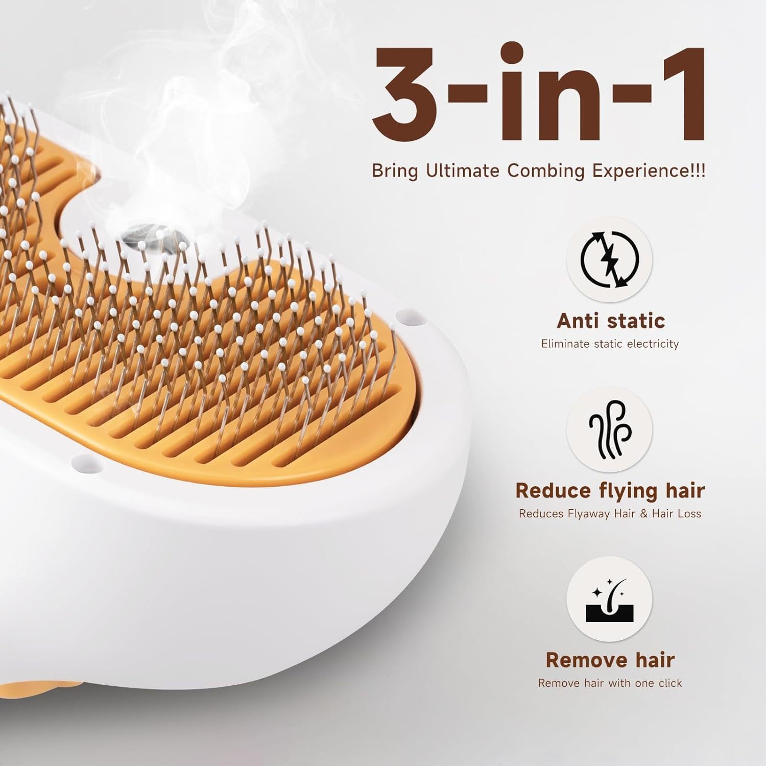 Universal 3-in-1 Pet Steam Brush – Spray Hair Removal Comb with Waterless Shampoo & Ear Cleaning Towel for Dogs & Cats