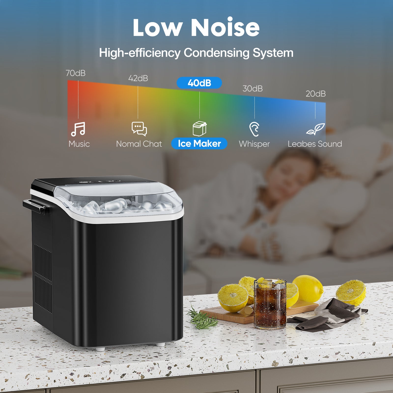 Portable Ice Maker – Compact Bullet Ice Machine with Handle, Self-Cleaning & Quiet Operation