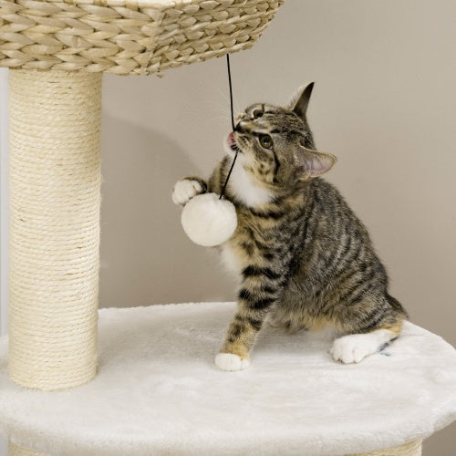 PawHut 47" Cat Tree – Kitty Activity Center with Fluff Bed, Condo, Sisal Scratching Post & Hanging Ball, Natural