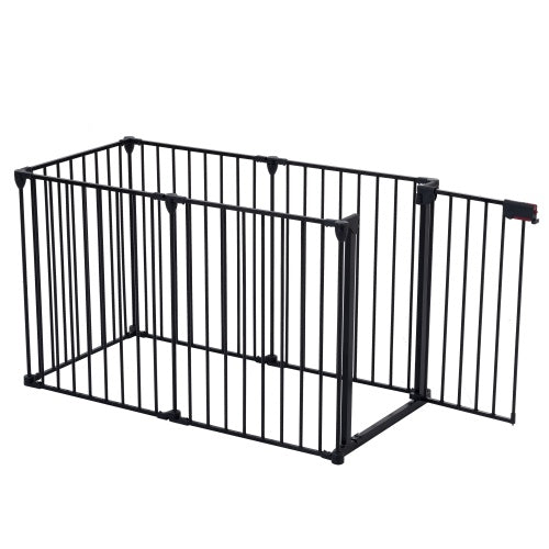 150″ Adjustable 6-Panel Metal Safety Gate – Foldable Freestanding Play Yard & Safety Fence