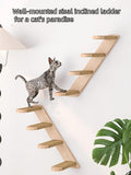 Four-Layer Wooden Wall-Mounted Cat Climbing Frame – Multi-Level Sisal-Wrapped Cat Play Structure