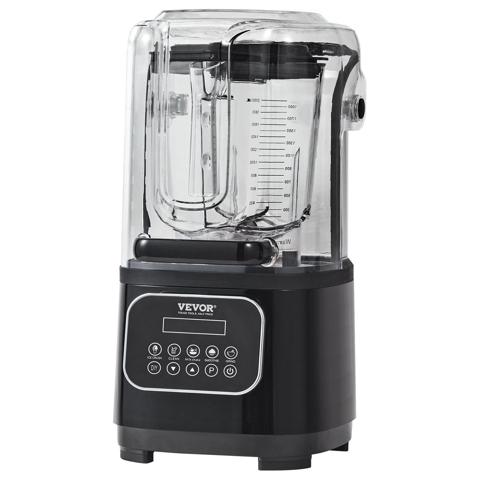 VEVOR Professional Quiet Blender - 1800W Commercial Blender with Sound Shield for Smoothies & Ice Crushing