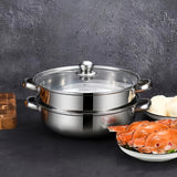 High-Quality Double-Layer Stainless Steel Steamer Set – Thickened Design for Induction & Gas Stoves
