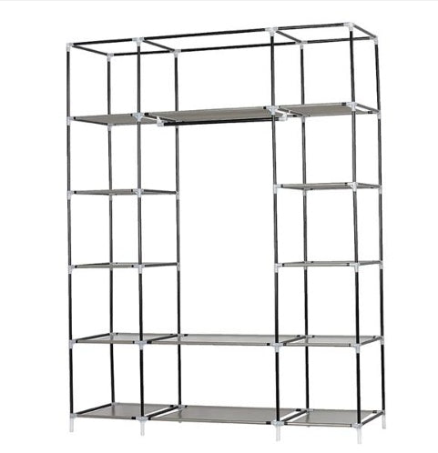 Portable Fabric Wardrobe Closet - 5-Tier, 12-Compartment Organizer with Hanging Rod | Easy Assembly Clothes Storage