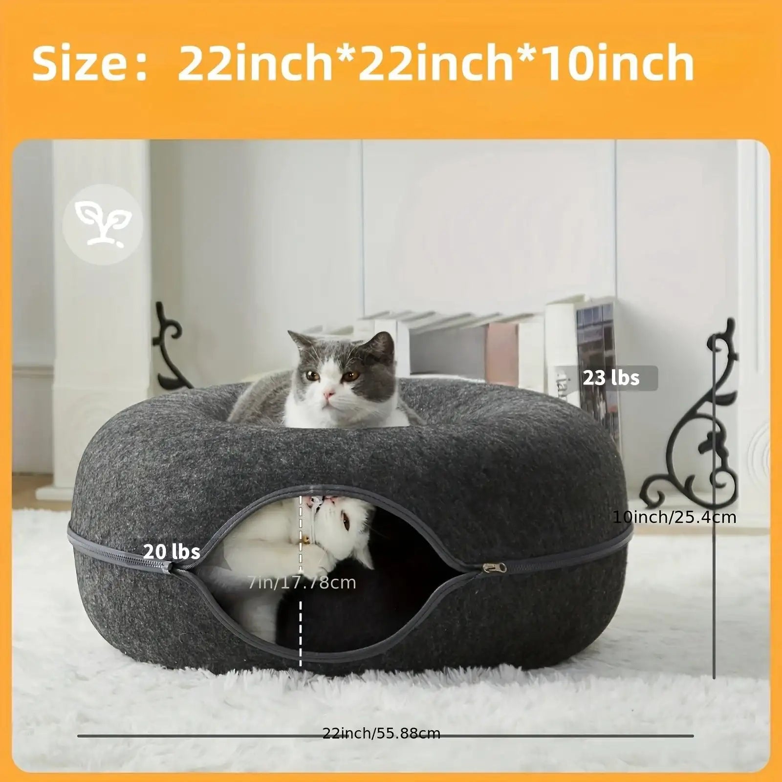 Peekaboo Cat Cave for Indoor Cats, Cat Donut Cat Tunnel Bed, Scratch Resistant Cat Toys for Medium Large Cats - PulinGO