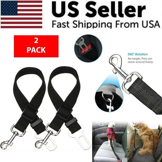 2-Pack Pet Safety Seatbelt – Adjustable Car Seat Belt Harness Lead for Cats & Dogs, Secure Vehicle Travel Accessory