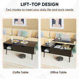 Industrial Lift Top Coffee Table with Hidden Storage - Rustic Living Room Center Table