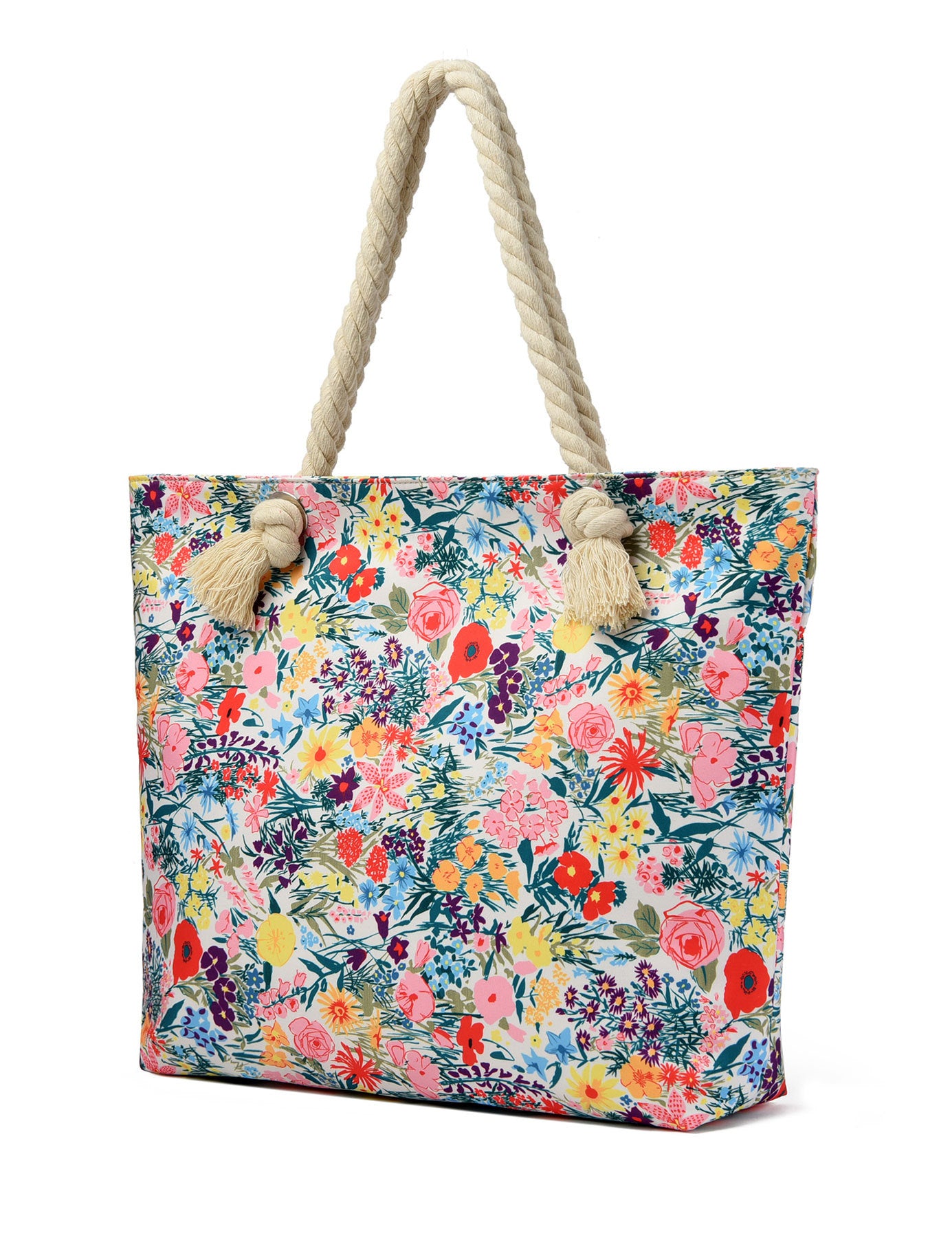 Women’s Art Flower Pattern Beach Tote – Waterproof & Sandproof Large Capacity Bag