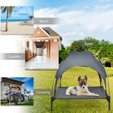 35.5" × 32" Elevated Dog Bed with UV-Resistant Canopy – Outdoor Pet Lounger for Small & Medium Dogs