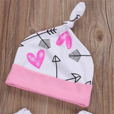 4Pcs Newborn Baby Girl Outfit Set – Romper, Bodysuit, Floral Pants & Matching Headband | Infant Clothes
