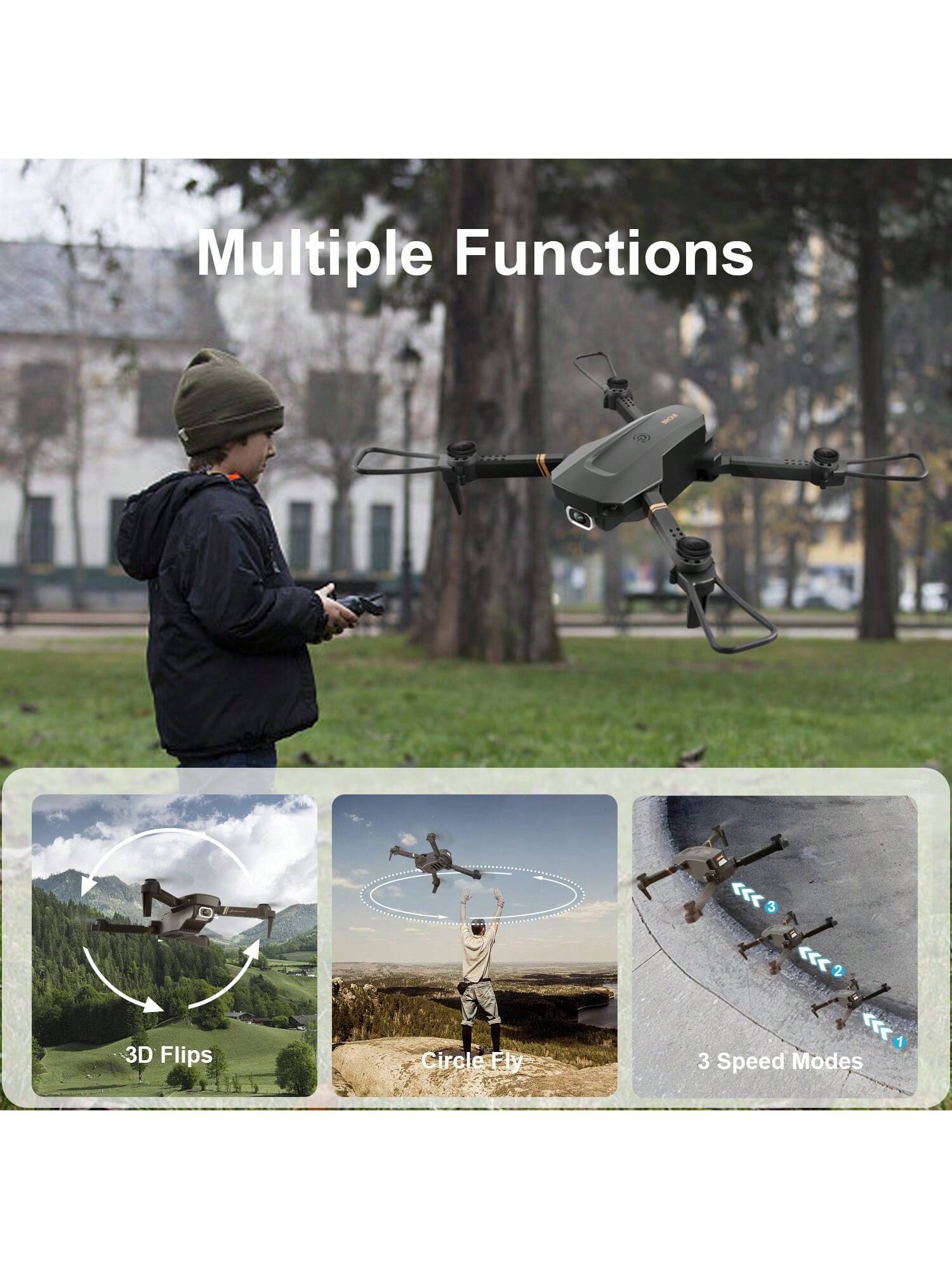 V4 Foldable Drone with 4K HD Camera - RC Quadcopter with 3 Batteries for Adults & Kids