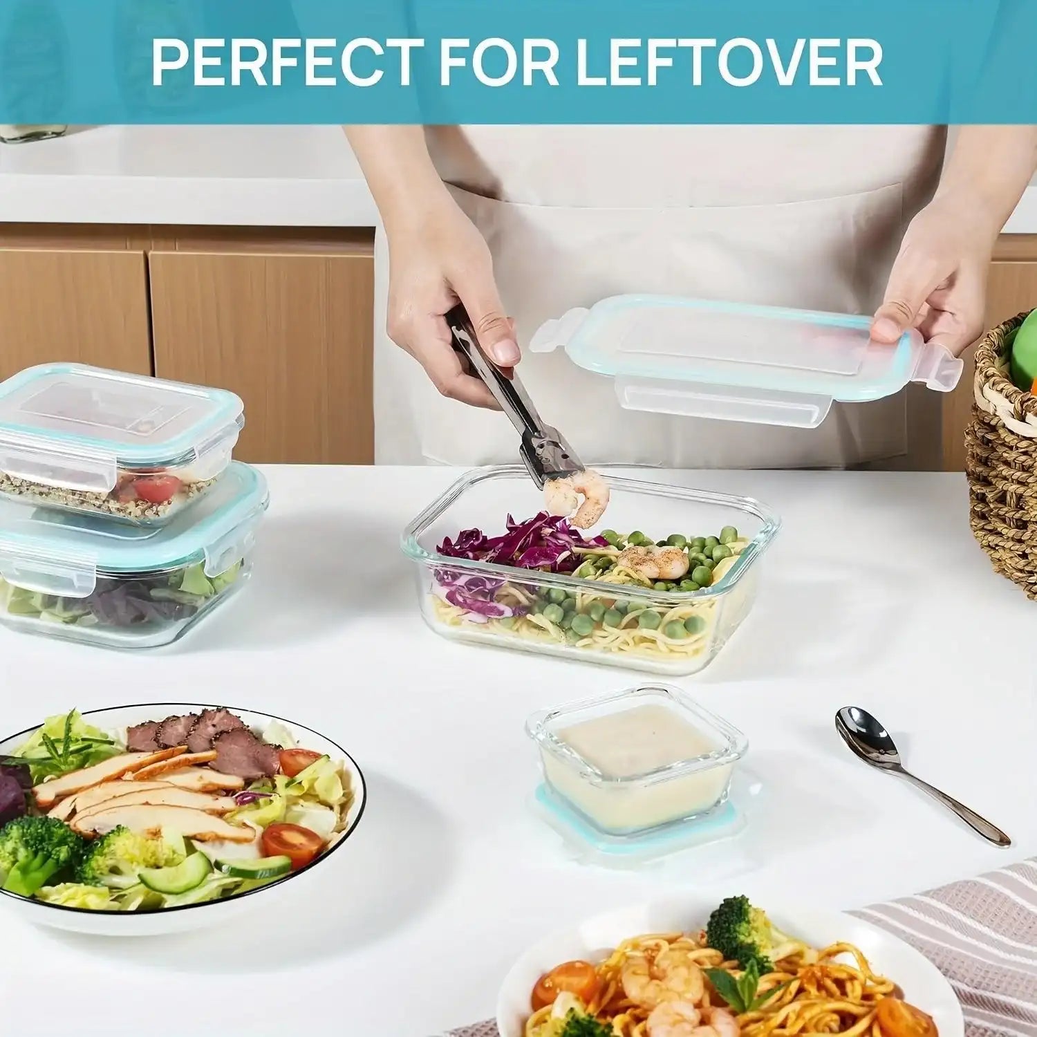 8pcs Glass Meal Prep Containers – Airtight, Leak-Proof, Microwave & Freezer Safe - PulinGO