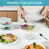 8pcs Glass Meal Prep Containers – Airtight, Leak-Proof, Microwave & Freezer Safe - PulinGO
