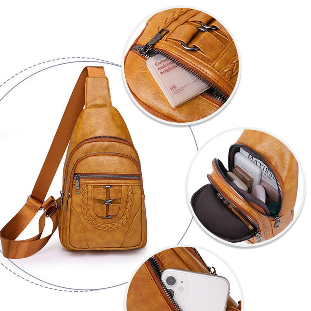 Men’s & Women’s Retro Leather Crossbody Chest Bag 🎒 – Vintage Style Sling Shoulder Bag