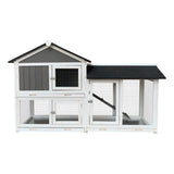 Wooden Outdoor Rabbit Hutch with Detachable Pallet Ramp & Walking Cage – Weatherproof Small Animal House for Rabbits, Guinea Pigs & Ferrets