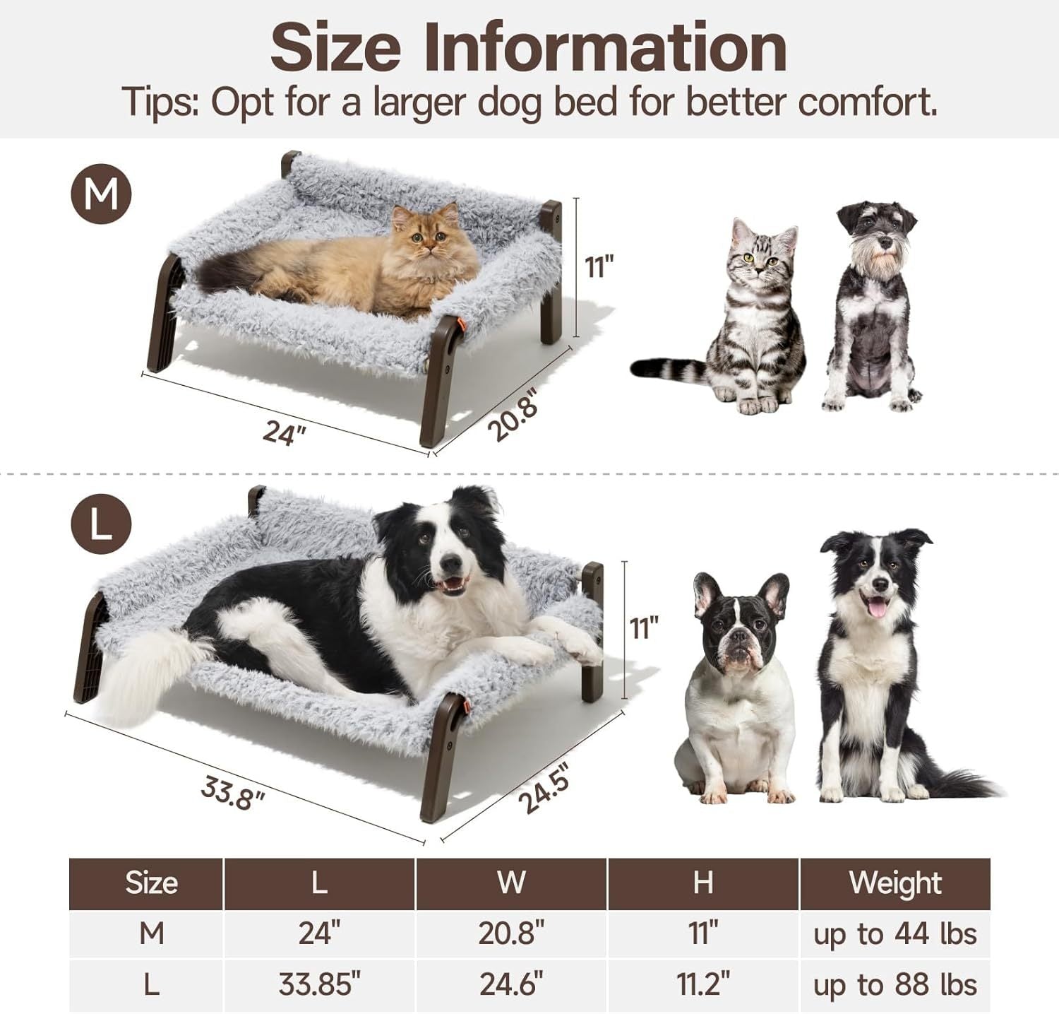 Mewoofun Elevated Pet Bed – Raised Cat & Small Dog Couch with Washable Cover, Non-Slip Base & 44 lbs Support