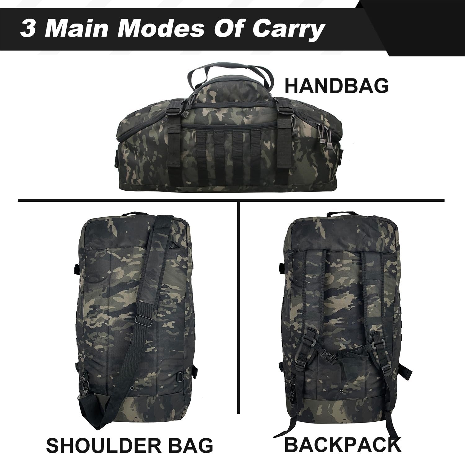 Durable 3-in-1 Military Backpack & Travel Duffle Bag