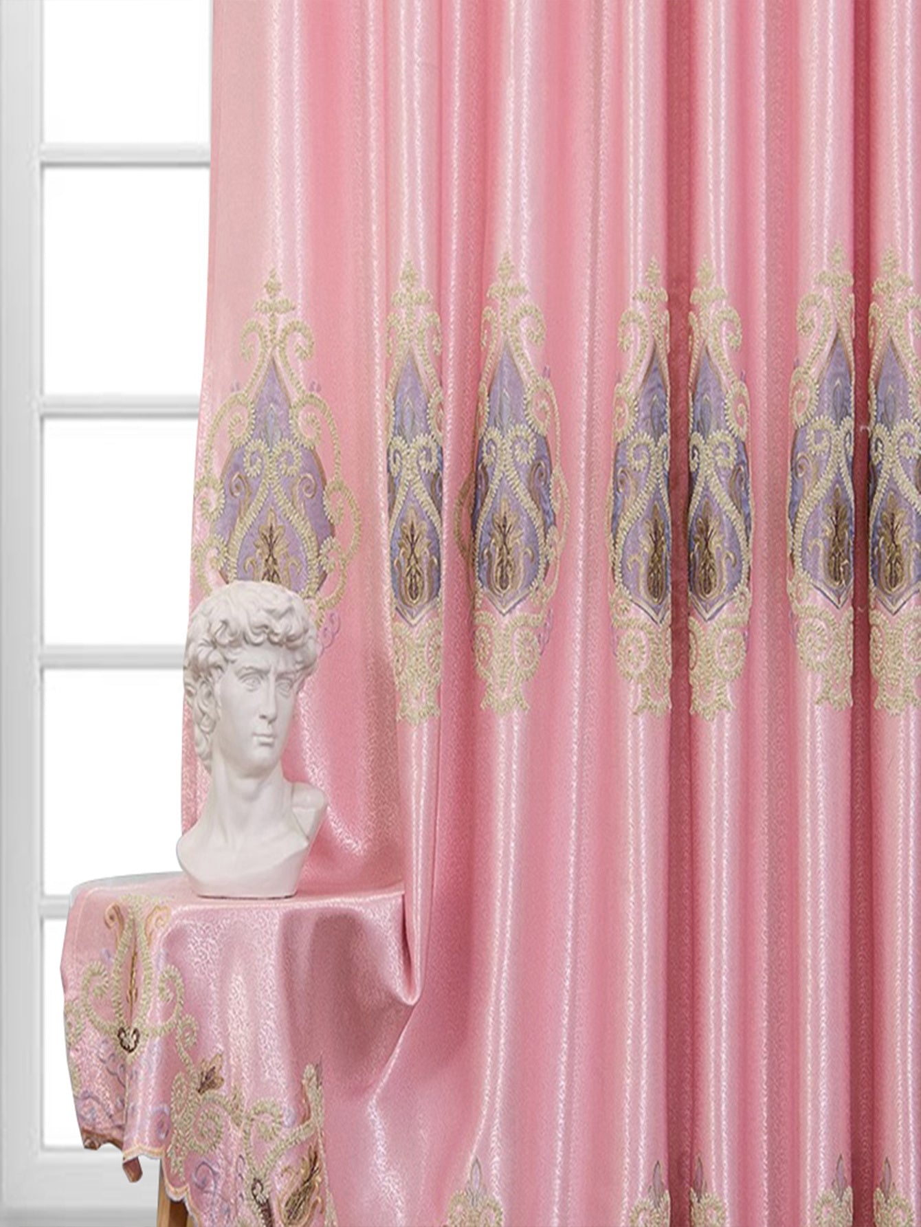 European-Style Luxury Embroidered Curtains – 2 Panels, Modern Bedroom Blackout Drapes Without Valance