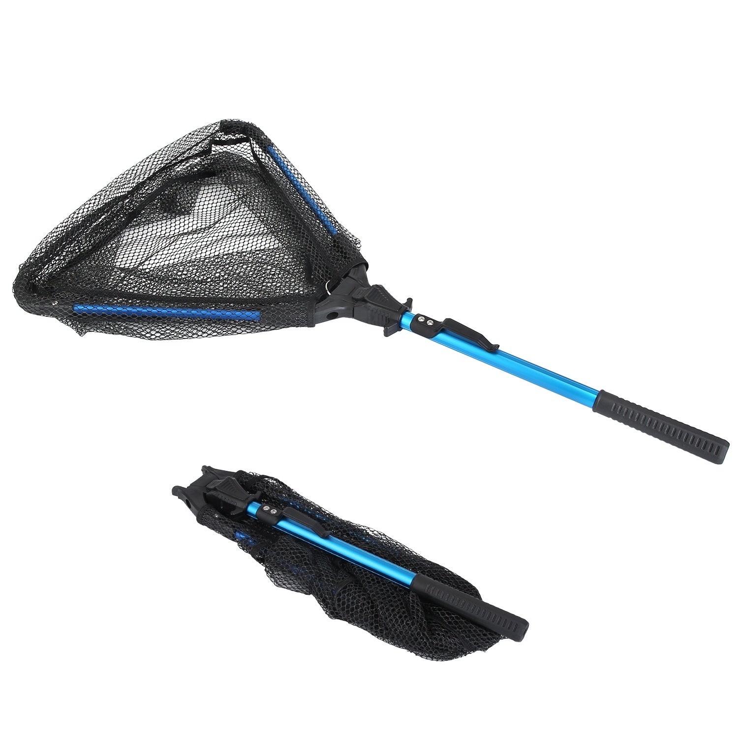 Foldable Fishing Landing Net - Collapsible Aluminum Pole with Fish-Safe Coated Nylon Mesh