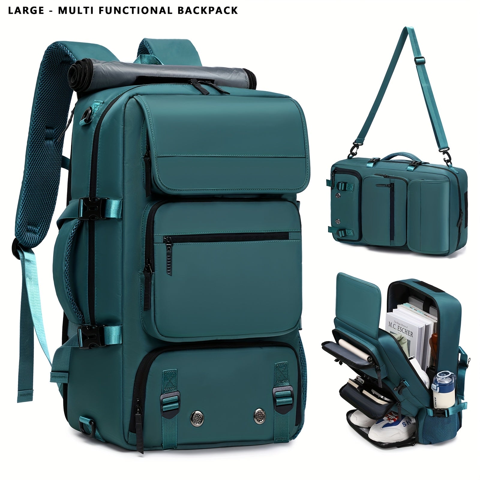 2025 New Multi-Functional 16″ Laptop Travel & Business Backpack for Men & Women – Large Capacity with Shoe Pocket & Crossbody Straps 🎒