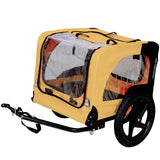 Yellow Heavy-Duty Foldable Pet Stroller & Bike Trailer – Weatherproof with Quick-Release Wheels & Ventilated Canopy