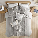 Full/Queen Cotton Printed Duvet Cover Set with Chenille – Includes Duvet Cover & 2 Shams, Tufted Chenille Front, Soft 100% Cotton, Button Closure