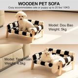 Mewoofun Raised Cat Bed – 56x45cm Sturdy Wooden Leg Sofa with Washable Cover, Soft Checkerboard Couch for Indoor Cats
