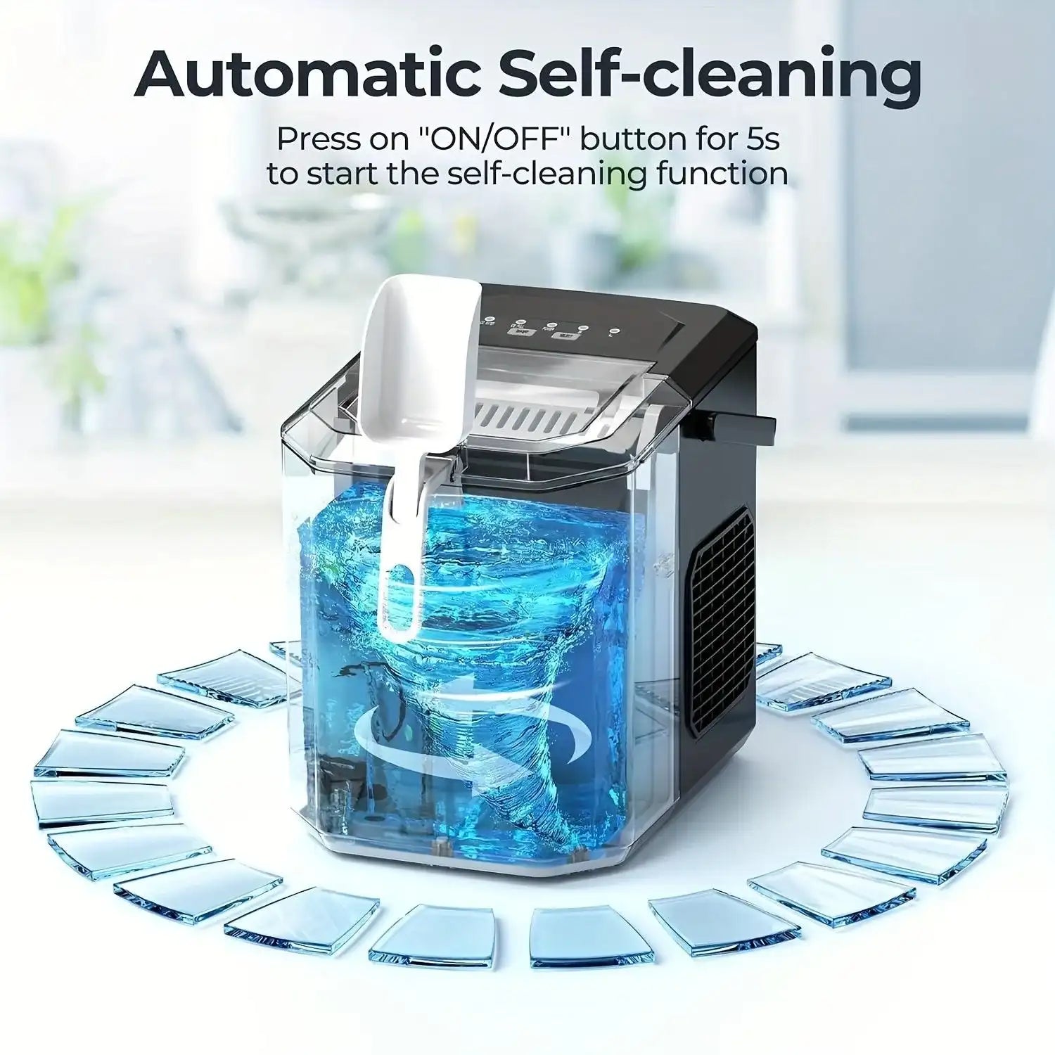 35 Pound Golden Nugget Ice Machine And 26 Pound Bullet Ice Machine, Soft Chew Ice Crusher, Portable Pebble Ice Machine Desktop, Automatic Cleaning Portable Ice Machine with Basket And Spoon, One Click Operation for Home/kitch - PulinGO