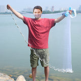 Easy Throw Fishing Cast Net (6ft/8ft Radius) - Heavy-Duty Bait Trap Net with Chain Bottom