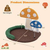 Mushroom Cat Bed with Wide Platform and Sisal Scratch Panel