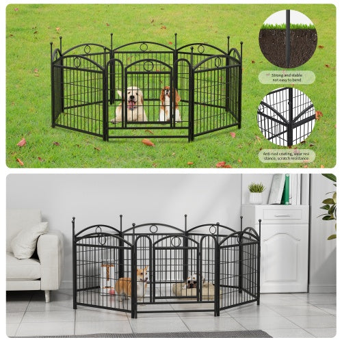 Indoor Dog Playpen – 24-Inch 8-Panel Foldable Metal Pet Exercise Pen with Door for Puppies & Small Dogs