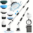 24 V Electric Spin Scrubber with Adjustable Handle & 8 Brush Heads – Adjustable Extension Handle, 2 Speed Settings for Bathroom, Kitchen, Car, Walls
