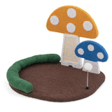 Mushroom Cat Bed with Wide Platform and Sisal Scratch Panel