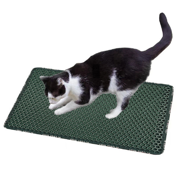 Double-Layer Rice-Shaped Cat Litter Pad – Waterproof Non-Slip Mat for Trapping Litter & Easy Cleaning