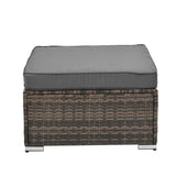 4-Piece Outdoor PE Wicker Furniture Set – Corner Sofas, Ottoman & Tempered Glass Coffee Table