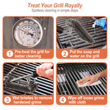 BBQ Grill Cleaning Brush – 18" Stainless Steel Bristles with Durable Scraper & Non-Slip Handle