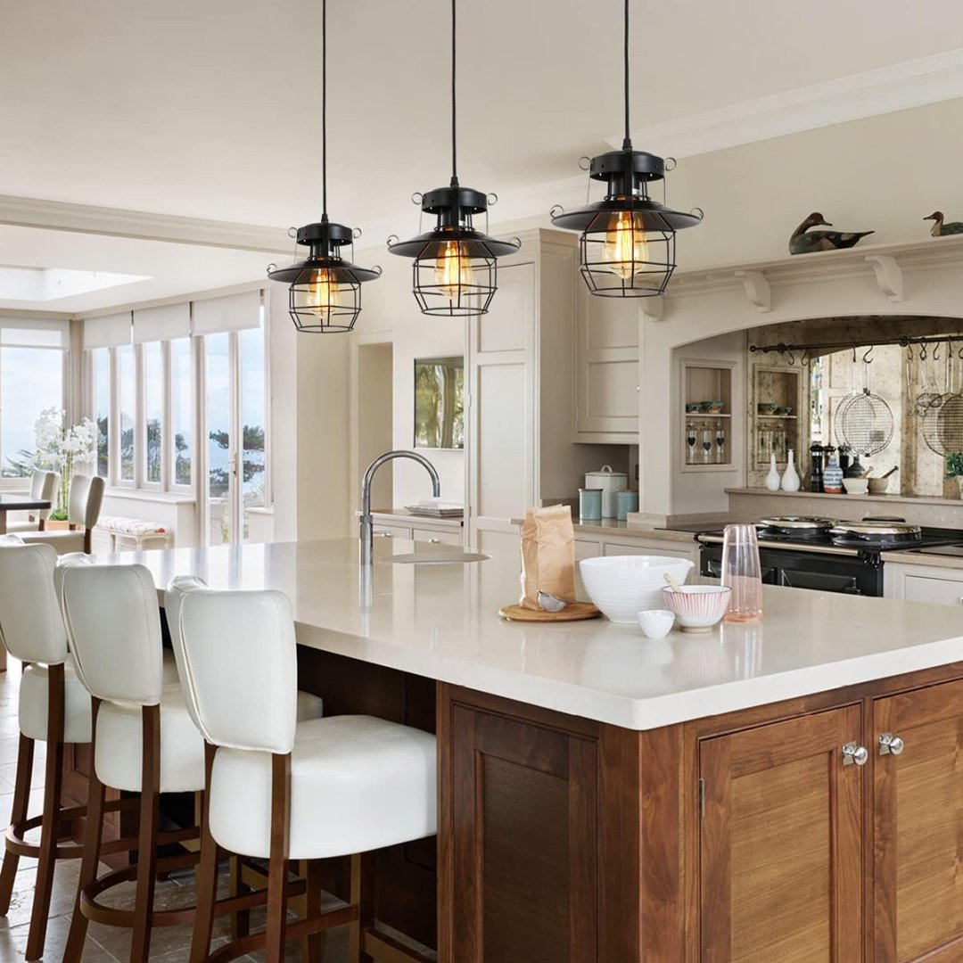 Rustic Vintage Farmhouse Pendant Light with Adjustable Height