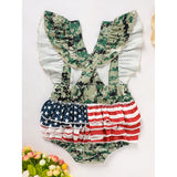 Baby Girls 4th of July Romper – Sleeveless Camouflage Bodysuit, Independence Day Outfit