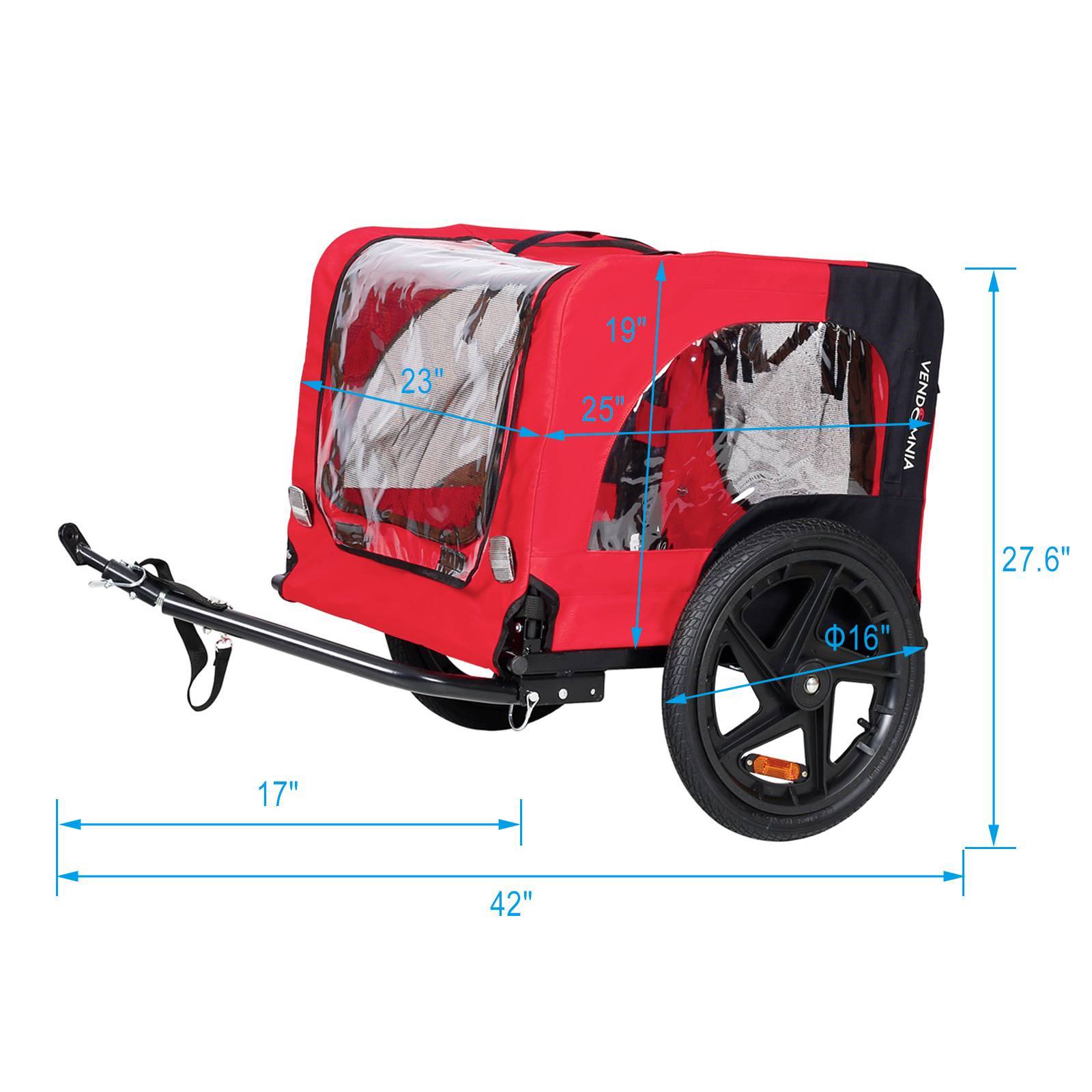Bicycle Trailer for Pets – Outdoor Foldable Dog Trailer with Safety Reflectors, Mesh Windows & Sturdy Frame for Small & Medium Dogs