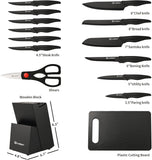 German Stainless Steel 16-Piece Knife Set 🔪 with Cutting Board, Built-in Sharpener & Non-Slip Handles